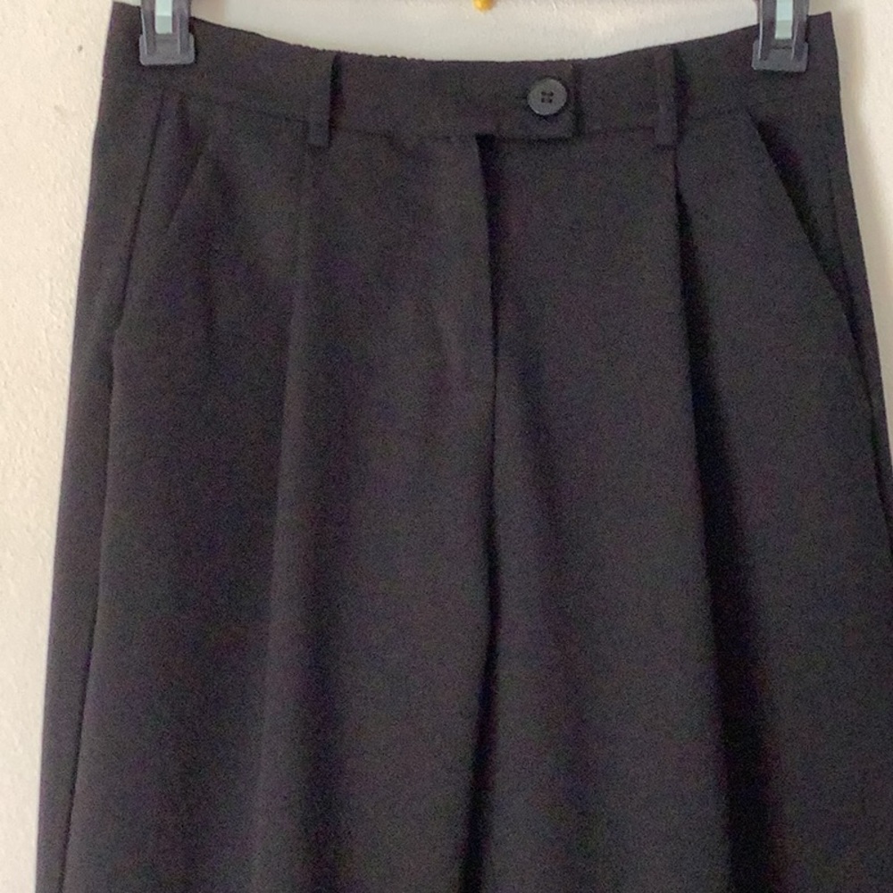 Black Wide-Leg Dress Pants with Relaxed Fit - Picture 2 of 6